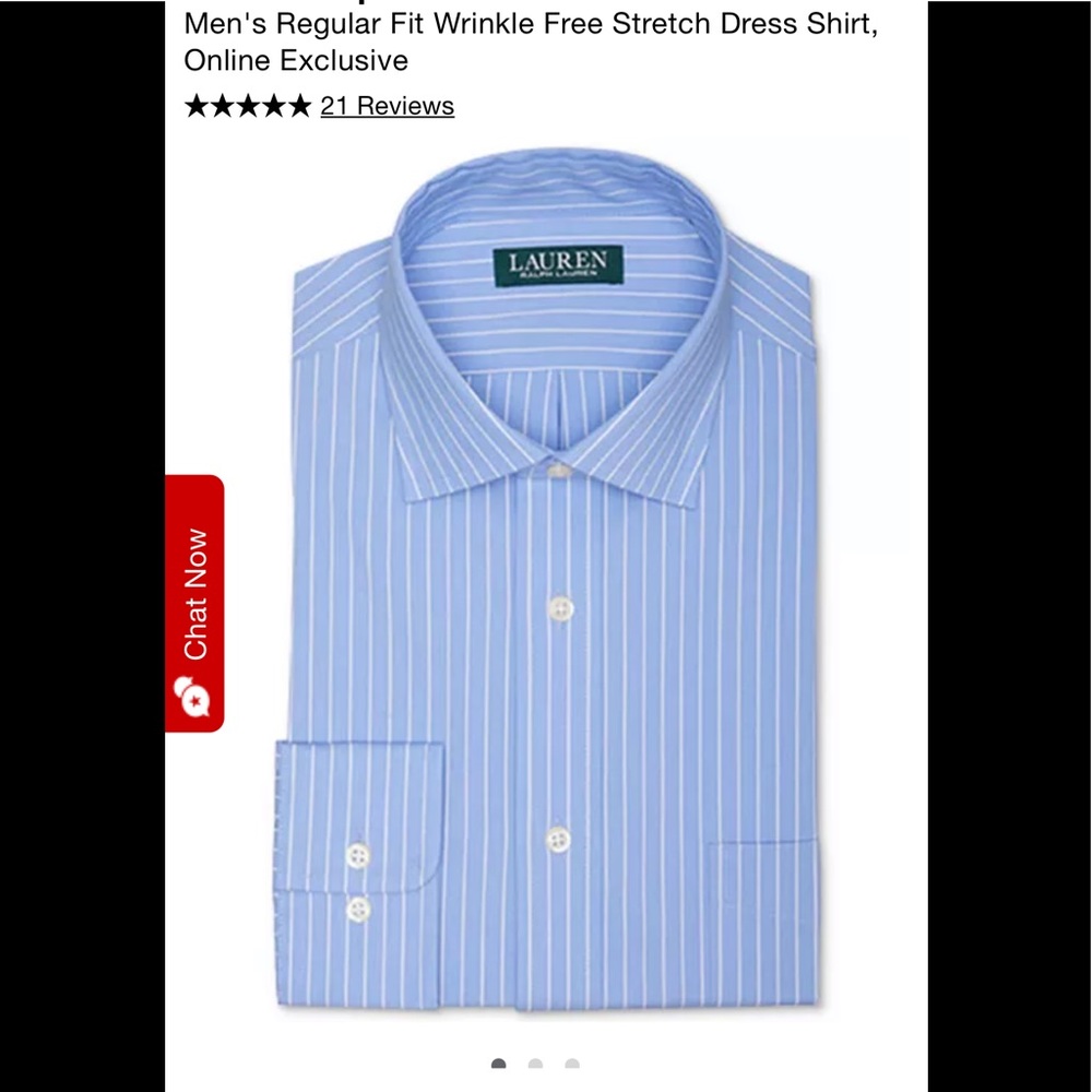 Ralph Lauren 15 34/35 Mens Button Down Dress Shirt